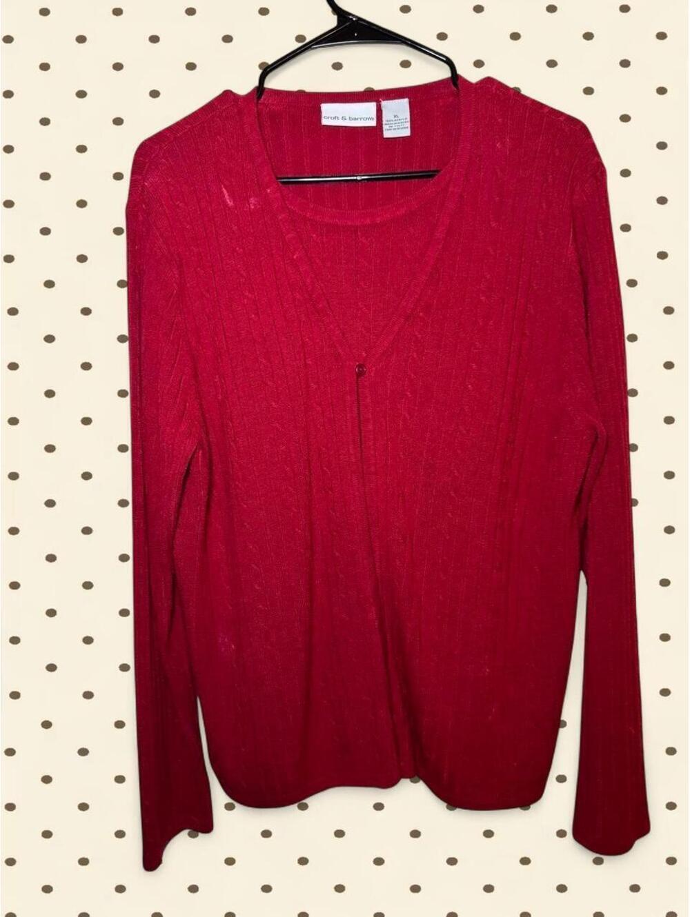 Croft & Barrow red acrylic cable knit sweater in XL #winterknits #cozy